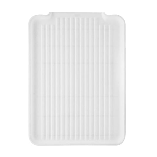 Oggi Dish Drain Board and Drying Rack Tray for Kitchen Counter, Plastic Drainboard with Raised Ridges, 12.75 x 17.25 inches - White