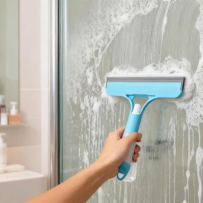 3 in 1 Spray Window Squeegee Cleaner Scraper, Squeegee and Scrubber with Spray for Windows Walls Car Windshields Bathrooms Kitchens Purpose Window Cleaner ToolWindows