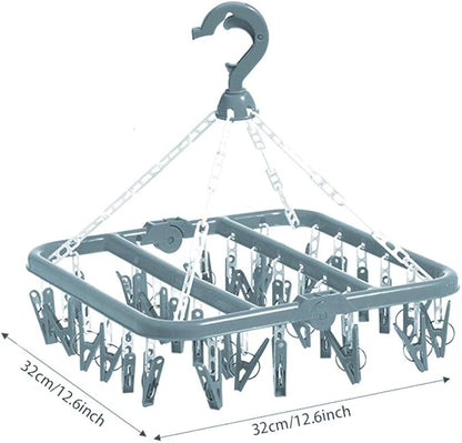 Clip and Drip Hanger Clothes Hanger Drying Rack 32 Clips (Light Blue)
