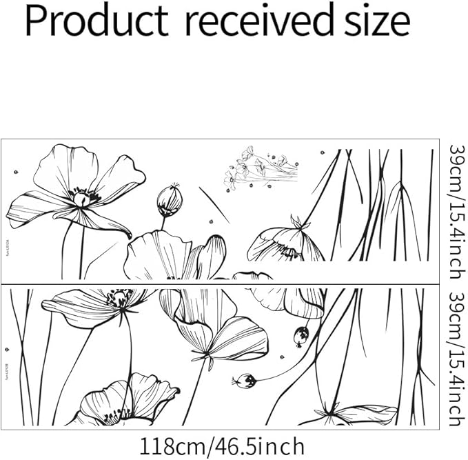 Black White Flower Wall Stickers Art Decal Decor for Bedroom Living Room Offices Home Decoration