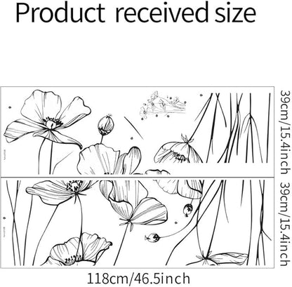 Black White Flower Wall Stickers Art Decal Decor for Bedroom Living Room Offices Home Decoration