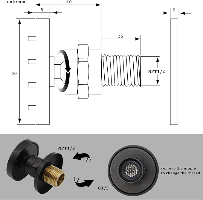 HOMEDEC 2inch Round Shower Body Spray Jets, Brass Showerhead Shower Jets Massage Spa Body Sprays Shower Nozzle Wall Mount, 4PCS, Oil Rubbed Bronze