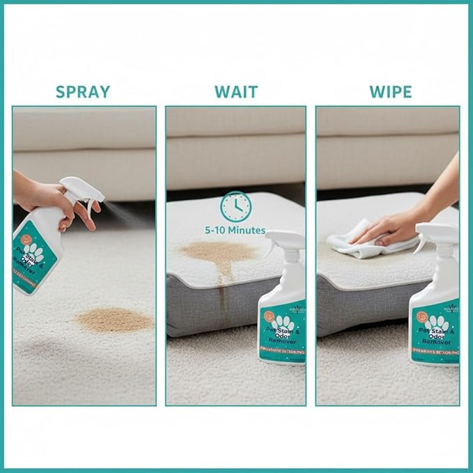 NOYATECH Pet Stain & Odor Remover – Fast-Acting Enzyme Cleaner for Dog & Cat Urine | Safe for Carpet, Couch, Turf, Tile & More | Non-Toxic, Kid & Pet Safe Spray