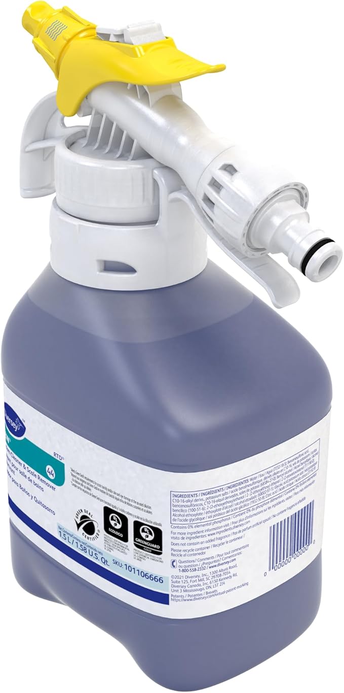 CREW Diversey 101106666 Bathroom Cleaner & Scale Remover, Professional Strength Liquid Concentrate, Ready-to-Dispense RTD, Fresh Scent, 1.5-Liter (Pack of 2)