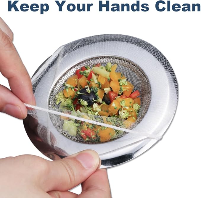 250 PCS Kitchen Disposable Mesh Sink Strainer Bag Fits Sink Strainer Elastic Anti-Clogging Sink Drain Strainer Collecting Kitchen Food Waste Garbage