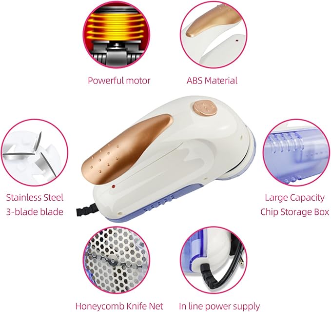 Fabric Shaver, Electric Fuzz Lint Remover, Portable Fabric Shaver and Effectively Sweater Defuzzer with Replaceable Blades for Clothes Furniture Couch Curtain (US)
