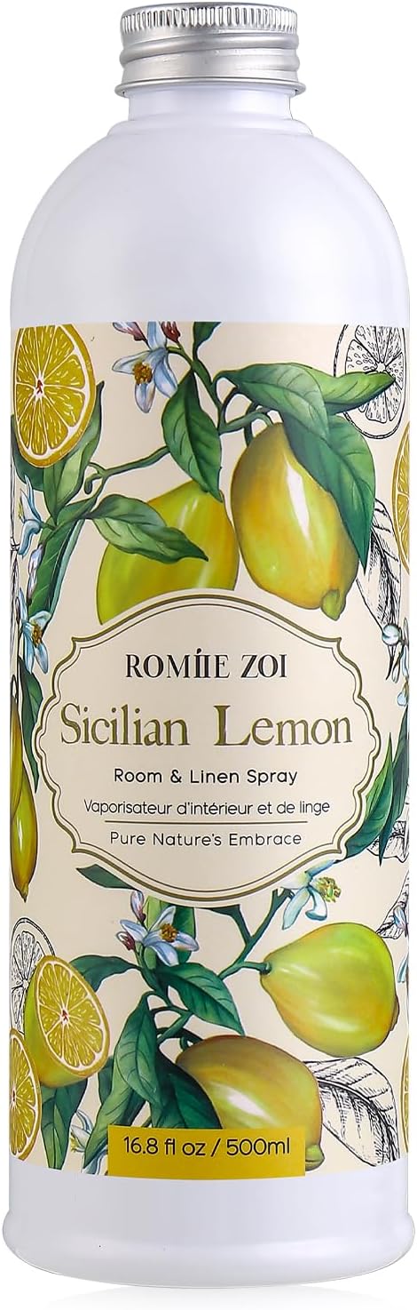 ROMIIE ZOI Lemon Room Spray Refill - 500ml / 16.8 Fl Oz - Invigorating and Zesty Scent for a Fresh, Energizing Home - Concentrated Air Freshener
