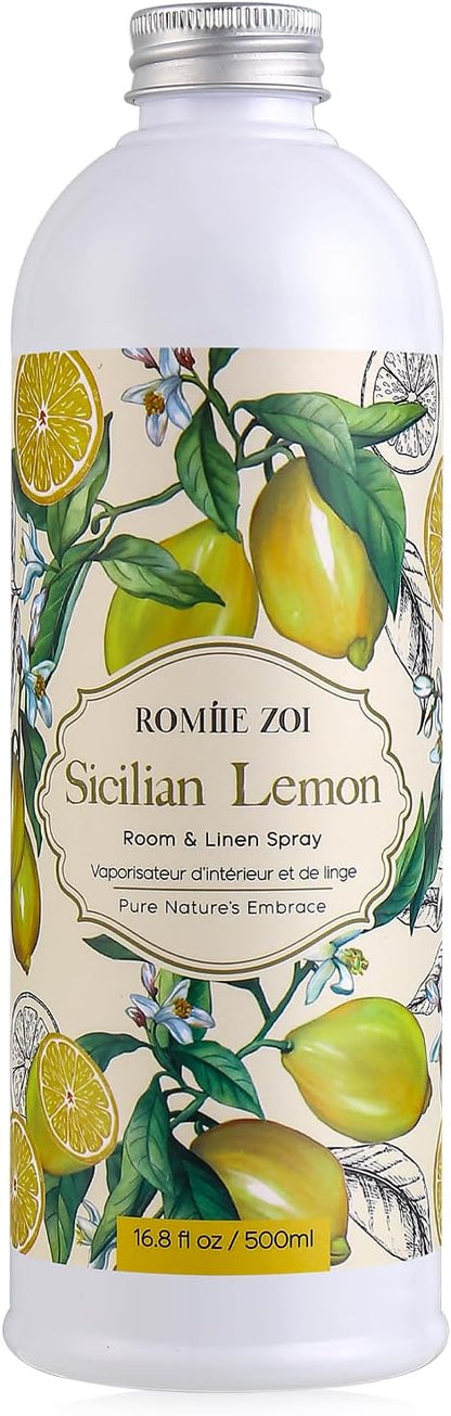 ROMIIE ZOI Lemon Room Spray Refill - 500ml / 16.8 Fl Oz - Invigorating and Zesty Scent for a Fresh, Energizing Home - Concentrated Air Freshener
