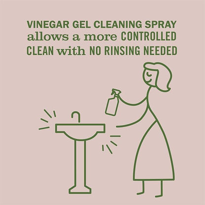 MRS. MEYER'S CLEAN DAY Vinegar Gel Cleaning Spray, Bathroom Use, No-Rinse Formula, Apple Blossom, 16 Fl Oz, (Pack of 2)