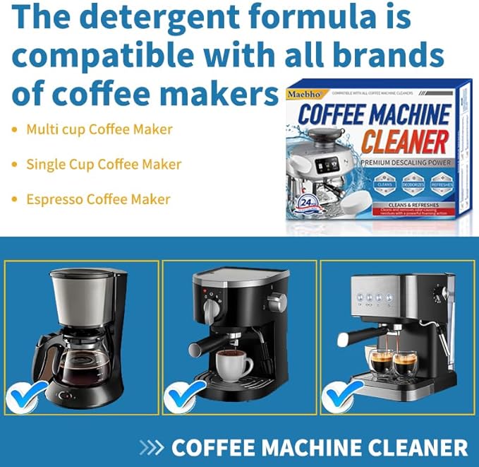 Coffee Maker Cleaner Garbage Disposal Cleaner - Includes 24PCS Coffee Maker Tablets and 24-Pack Garbage Disposal Tablets