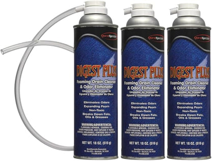 Quest Specialty DIGEST PLUS Foaming Drain Cleaner and Odor Eliminator, 3 count