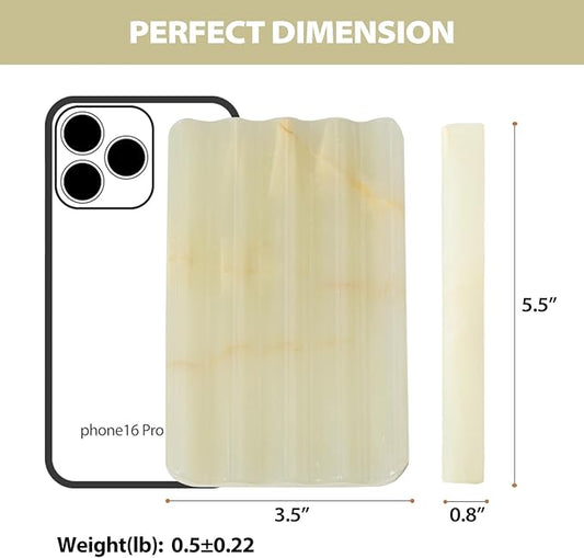 Koville Green Onyx Soap Dish Genuine Marble Soap Dish for Bathroom Shower, Natural Onyx Stone Soap Tray for Bathroom, Bar Soap Holder for Sink, Stripe Grooves Saver Keep Bars Dry Easy Clean