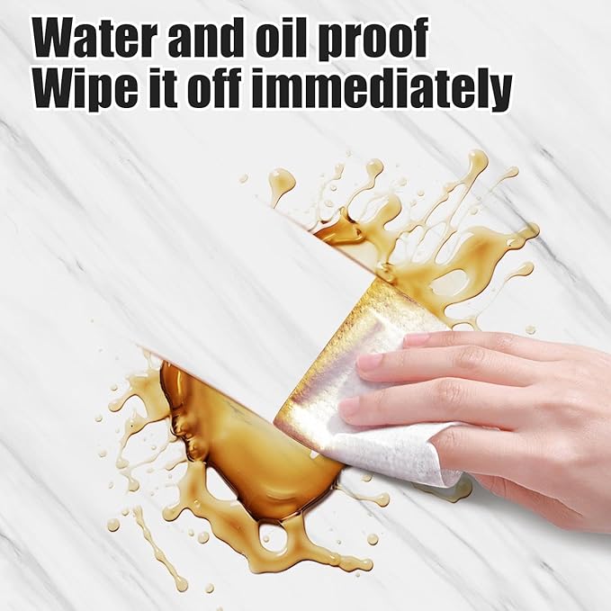 Chejiaye 10pcs Marble Peel and Stick Backsplash Waterproof Washroom Wall Panels, Peel and Stick Tile, PVC Foam Wall Panels for Kitchen,Bathroom,Living Room,Blue and Gold(Not Real Tile,11.8" x 11.8")