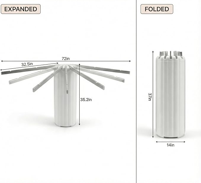 Wall-Mounted Drying Rack Clothing Foldable, Space-Saving Laundry Drying Rack with 7 Rods Perfect for Versatile Indoor and Outdoor Use in Apartment, Bathroom, RV, Balcony and Bedroom