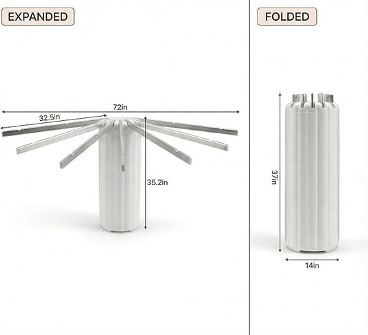 Wall-Mounted Drying Rack Clothing Foldable, Space-Saving Laundry Drying Rack with 7 Rods Perfect for Versatile Indoor and Outdoor Use in Apartment, Bathroom, RV, Balcony and Bedroom