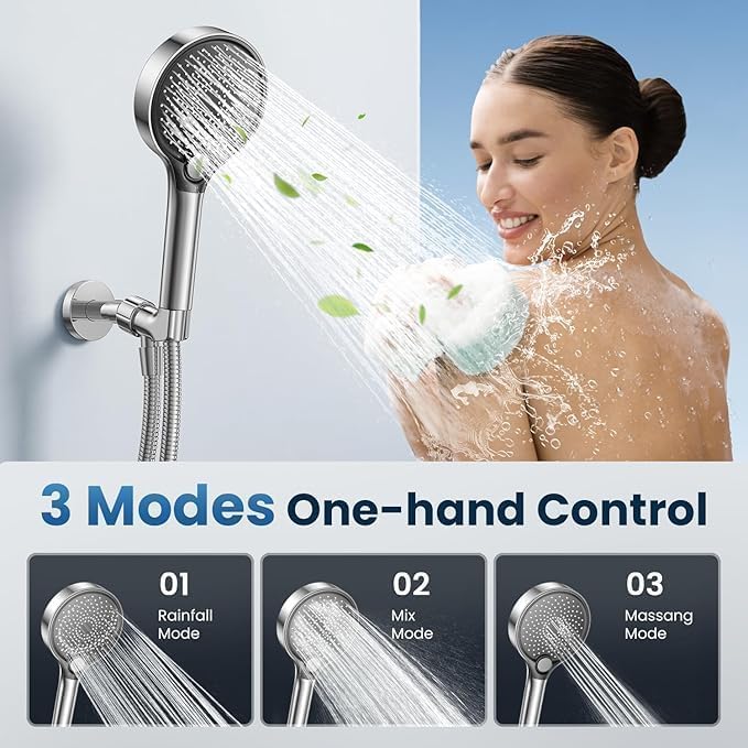 Shower head with handheld - filtered shower head with 3 Spray Modes - Adjustable Angle Showerhead Water Softener with Replacable Filter - Pack with Hose