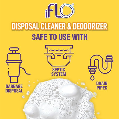 iFLO Foaming Garbage Disposal Cleaner Pods with iFLOBiotic – Powerful Garbage Disposal Foaming Action for Sink, Food Waste & Odor Removal – Disposal Cleaner Pods, 6 Pack