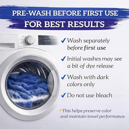 GREEN LIFESTYLE 100 Pack 12x14 Blue Shop Towel 100% Cotton, Super Absorbent and Durable for Car, Reusable