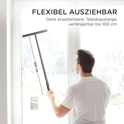 Professional Shower Squeegee for Glass Doors,12 Inch Squeegee for Shower Glass with Extension Pole,Telescoping Window Squeegee for Glass Door, Tile Wall, Car,Floor