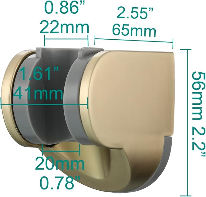 Tecmolog Brushed Gold Handheld Shower Head Holder ABS Wall Mount Shower Wand Hose Sprayer Holder Bracket, ST01J2