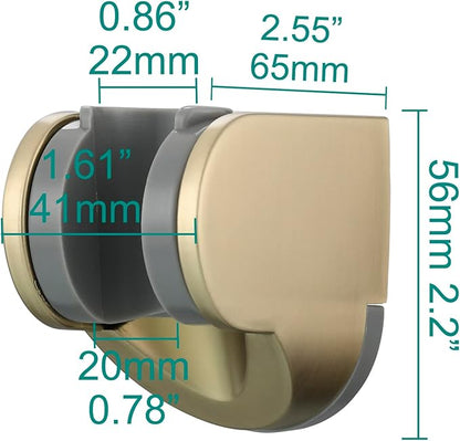 Tecmolog Brushed Gold Handheld Shower Head Holder ABS Wall Mount Shower Wand Hose Sprayer Holder Bracket, ST01J2