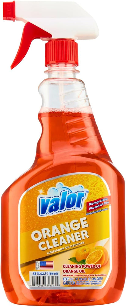 Valor All-Purpose Cleaner with Trigger Sprayer, 32 fl oz – Powerful Degreaser, Multi-Surface Use, Biodegradable Formula, Made in USA (32 Fl Oz (Pack of 6))
