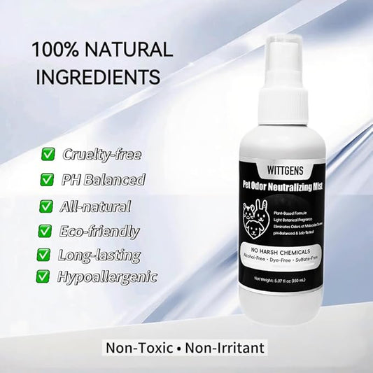 Plant-Based Pet Odor Eliminator Spray for Home - Long Lasting Neutralizer for Strong Odors, Safe for Dogs, Cats & Small Animals, Fresh Scent, 5.07oz (2-Pack)