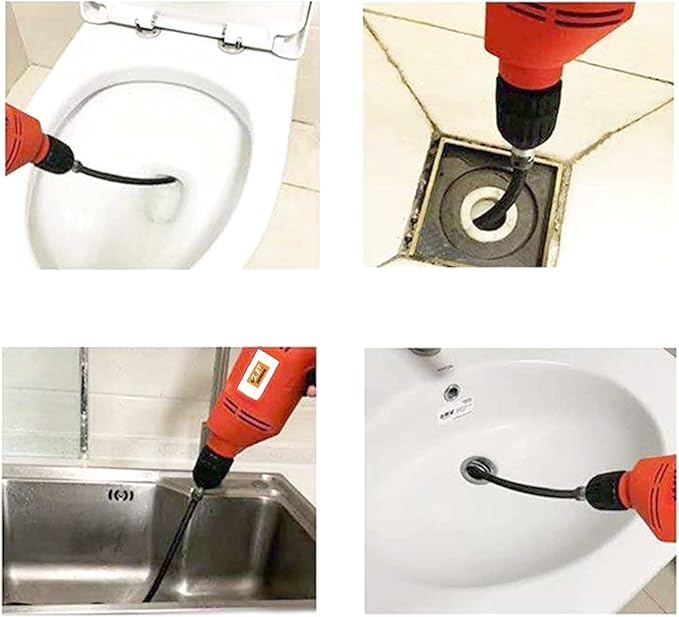 Amonk Drill Snake for Plumbing 9.84Ft Drain Clog Remover Drain Auger Cable with Drill Connector 10mm Flexible Plumbing Drill Pipe Cleaner for Kitchen, Bathroom, Toilet and Shower Sink