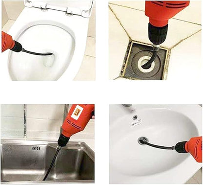 Amonk Drill Snake for Plumbing 9.84Ft Drain Clog Remover Drain Auger Cable with Drill Connector 10mm Flexible Plumbing Drill Pipe Cleaner for Kitchen, Bathroom, Toilet and Shower Sink
