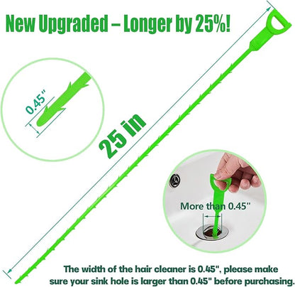 Longer Drain Clog Remover Sink Snake: 3 Pcs Hair Remover Tools for Shower Bath and Bathtub（25in Longer Size）