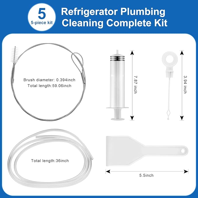 5 Pcs Refrigerator Drain Cleaning Tool Kit Long Tube Brush Cleaner, Fridge Waterline Buddy For Refrigerator, Water Line Cleaner, Reusable Fridge Water Line Kit for Refrigerator Drain Holes
