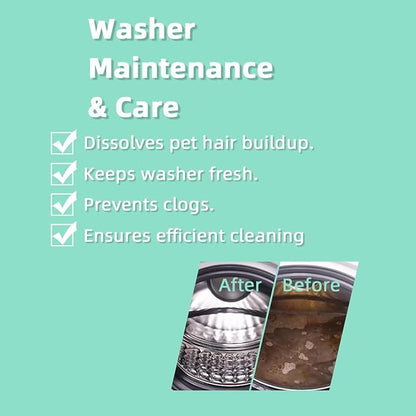 Upgarded Pet Hair Dissolver Pro Washing Machine Cleaner Powder, Deep Cleaning Pet Bedding, Deep Cleaning Washing Machine, 3 Sachets, 405g, Dog Cat Hair | Stain | Odors Remover for Laundry, No More Fur
