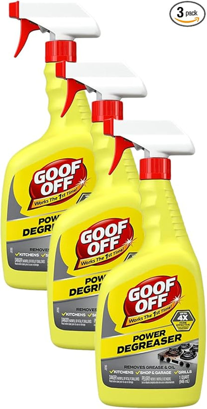 Goof Off Power Cleaner and Degreaser for Mechanics– 32 oz. Trigger Spray Bottle (Pack of 3)