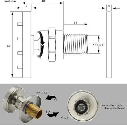 HOMEDEC 6pcs Round Brass Shower Body Spray Massage Jets Spa-like Bathroom Showerhead,Brushed Nickel