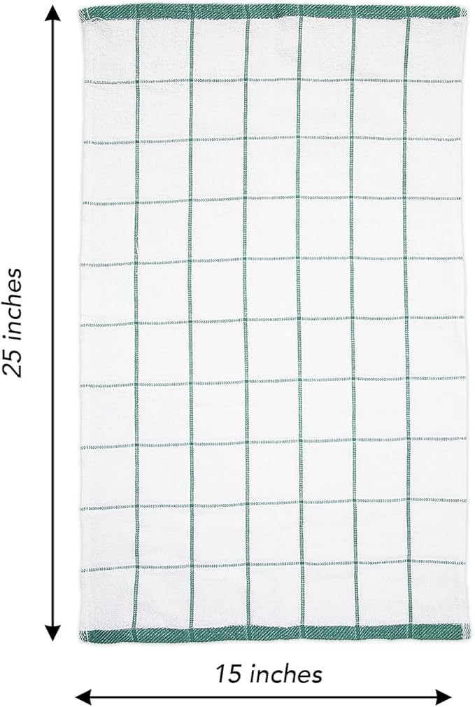 Arkwright Kitchen Tea Towels - (Bulk Case of 144) Soft, 100% Cotton Terry Dishcloths, Highly Absorbent & Quick Dry, Hand Washcloths for Washing, Drying, and Cleaning, 15 x 25 in, Green