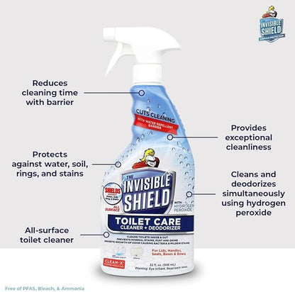 Invisible Shield Toilet Bowl Spray Cleaner with Hydrogen Peroxide 32 fl oz. for Inside and Outside The Bowl and lids by UNELKO- Clean-X (2)
