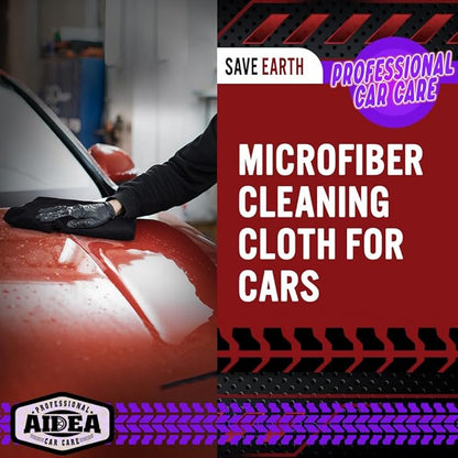 AIDEA Microfiber Cleaning Cloth Black 10PK, Microfiber Towels for Cars, Premium Wash Cloths, Dusting Cloth Lint Free Cleaning Rags for SUVs, House, Kitchen, Window, Cleaning Supplies12×12" (Pack of 2)
