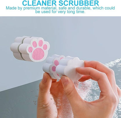 Uonlytech Creative Cat Claw Scrubber Sponge 2pcs, Multipurpose Cartoon Cat Paw Mirror Cleaner for Bathroom Glass, Faucet, and Window Cleaning