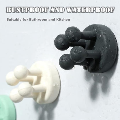 Silicone Toothbrush Holders - 6Pcs Razor Hooks Adhesive Wall Mounted for Hanging Towel Key Plug Cable, Utility Decor Stick to Dorm Room Door Function for Kitchen Bathroom Home Office, Black