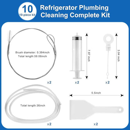 10 Pcs Refrigerator Drain Cleaning Tool Kit Long Tube Brush Cleaner, Fridge Waterline Buddy For Refrigerator, Water Line Cleaner, Reusable Fridge Water Line Kit for Refrigerator Drain Holes