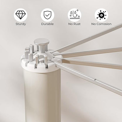 SUNOUTLY Tripod Clothes Drying Rack, Garment Rack Portable and Foldable Space Saving Laundry Drying Rack - Dryer Rack Clothing Floor Folding Balcony Bedroom Household (Silver(Aluminum), 12 rods)