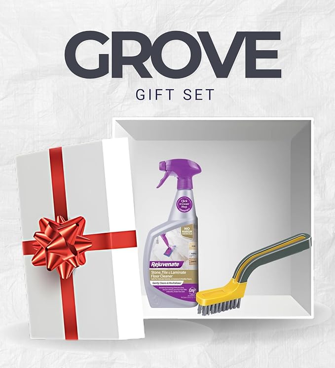 Rejuvenate Laminate Floor Cleaner 32 oz Liquid Bundle with Scrub Brush – Removes Ground-In Dirt and Stains from Stone, Tile, and Laminate Floors with Streak-Free Shine – Gift Set (2 Items)