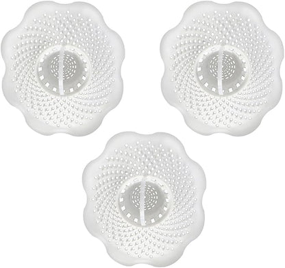 Danco Bathtub Drain Hair Catcher with In-Drain Basket and Strainer Pegs, fits 1.25″ Tub Drains, White, 3-Pack, (10876)