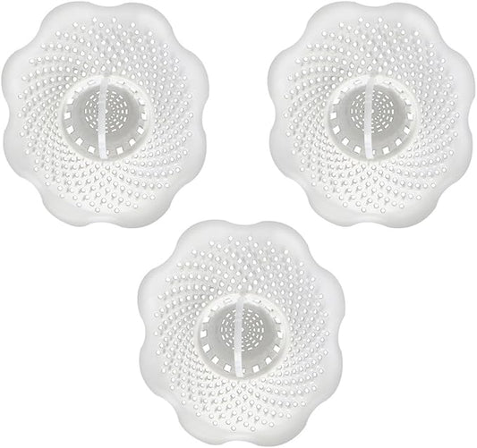 Danco Bathtub Drain Hair Catcher with In-Drain Basket and Strainer Pegs, fits 1.25″ Tub Drains, White, 3-Pack, (10876)