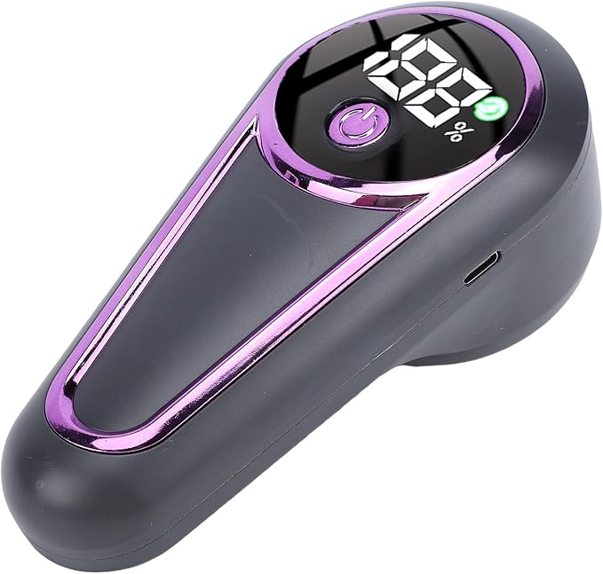 Fabric Shaver, Electric Lint Remover Portable Sweater Defuzzer, 6 Leaf Blades, Digital LED Display, Remove Pilling for Clothes, Furniture, Sweater, Blanket (Grey Purple)