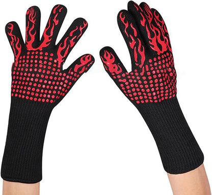 BBQ Oven Mitts Anti-Scald Gloves Heat and Slip Resistant Cooking Gloves Insulated Mitts Kids Adults Silicone Oven Mitts