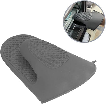 Silicone Oven Mitts, 2Pcs Mini Oven Mitts Rubber Oven Glove, Antiskid Waterproof Oven Gloves, Thickened Anti Scalding Cooking Mitts, for Kitchen, Baking, BBQ(Grey)