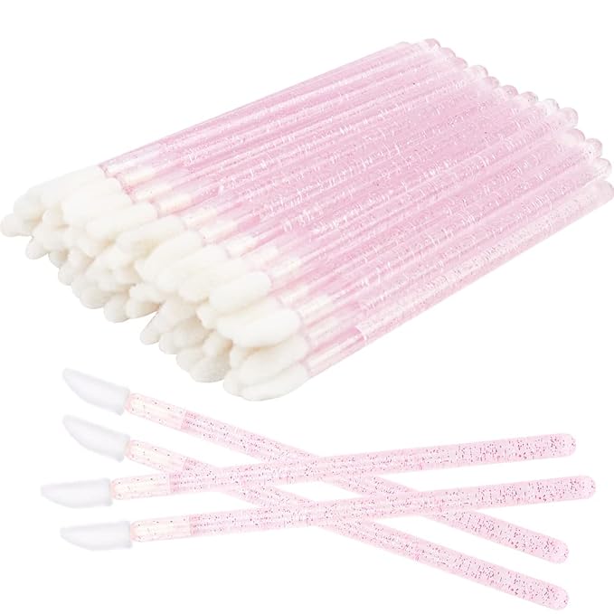 300 PCS Eyelash Extension Supplies Kit Disposable Micro Brush Eyebrow Lash Spoolies Lip Stick Brush Mascara Wand Applicator Makeup Brush Tool (Pink Sets)