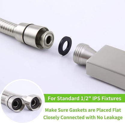 Angle Simple Brushed Nickel Shower Hose 59", Stainless Steel Replacement Flexible Hand Held Shower Sprayer Hose, 1/2" IPS