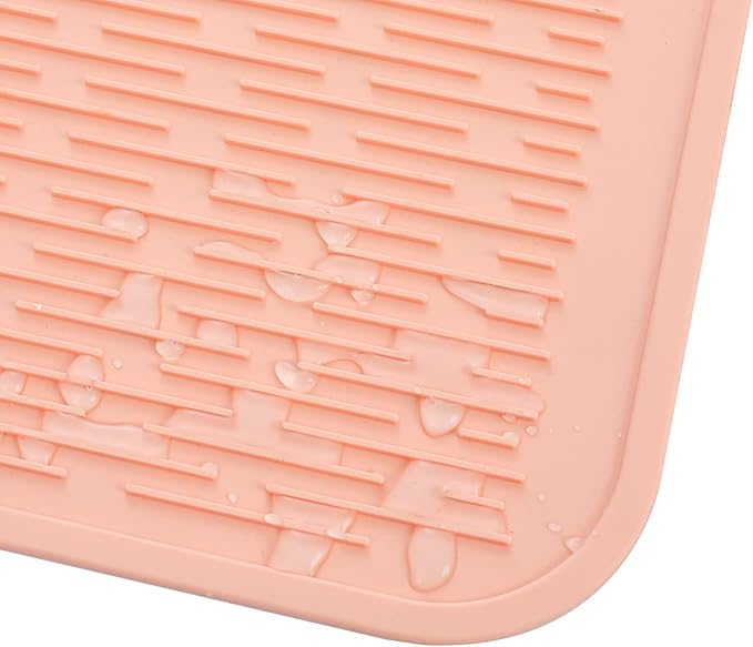 MicoYang Silicone Dish Drying Mat for Multiple Usage,Easy clean,Eco-friendly,Heat-resistant Silicone Mat for Kitchen Counter or Sink,Refrigerator or Drawer Liner Pink 2XL 24 inches x 18 inches